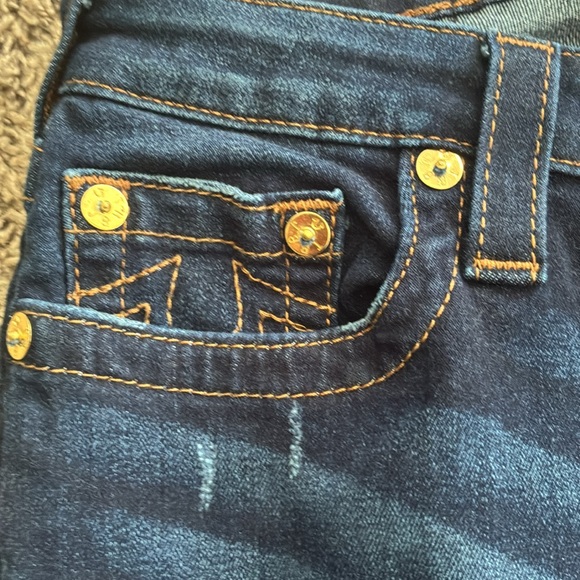 True Religion Jeans Skinny Gold Sequins Distressed SZ 29 Y2K - Picture 4 of 12